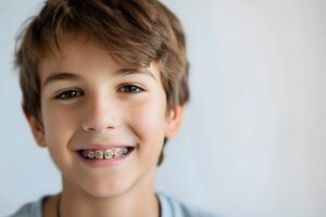 a boy wearing braces